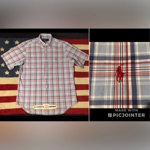 Vintage Ralph Lauren Polo Classic Plaid USA Button Shirt M sportsman yacht rlx 1